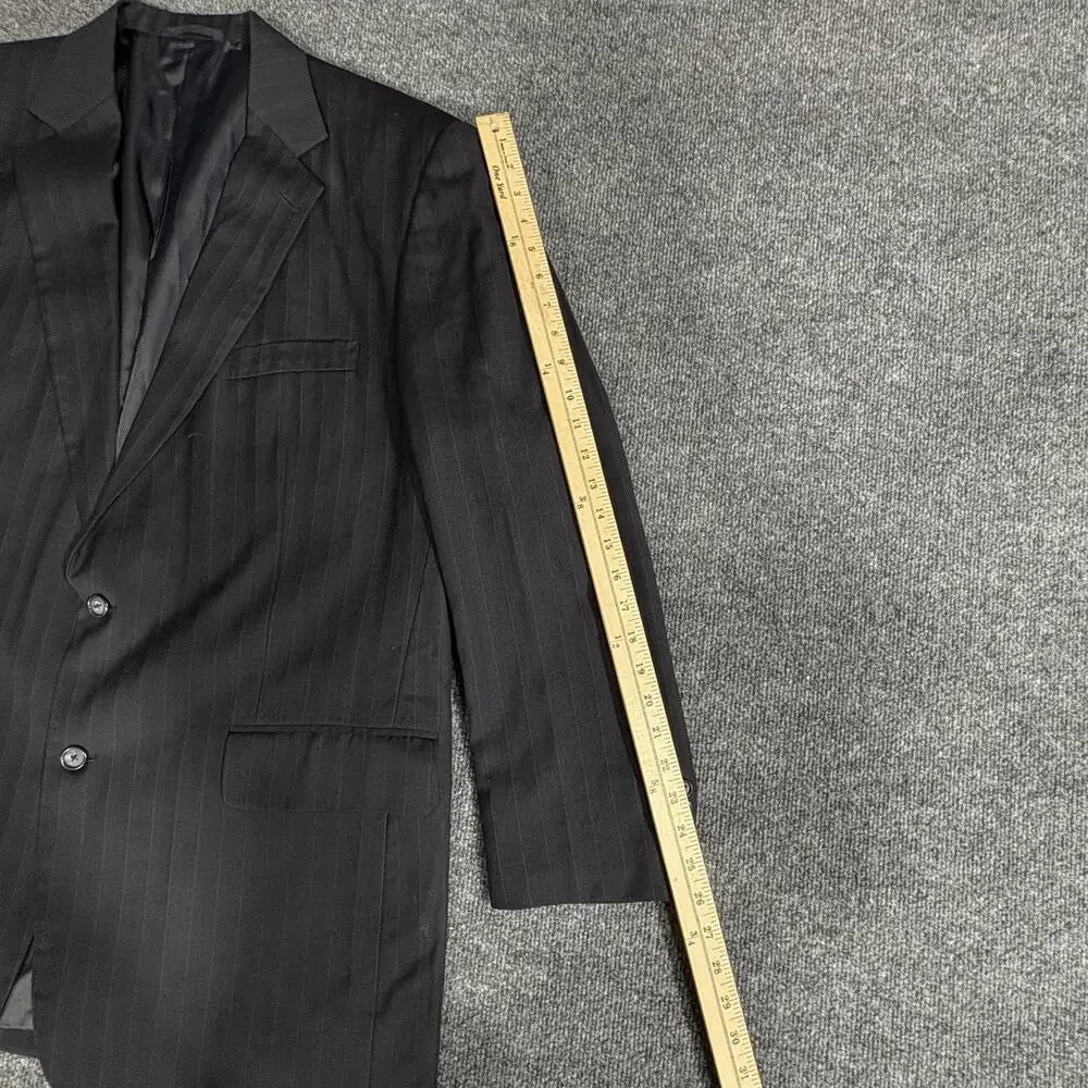 Hong Kong Grand Custom Clothes Blazer Mens 48 Charcoal Pinstripe 2 Button
